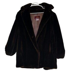 Jordache Women's Faux Fur Coat, L, Dark Brown, Perfect for Cold Weather.